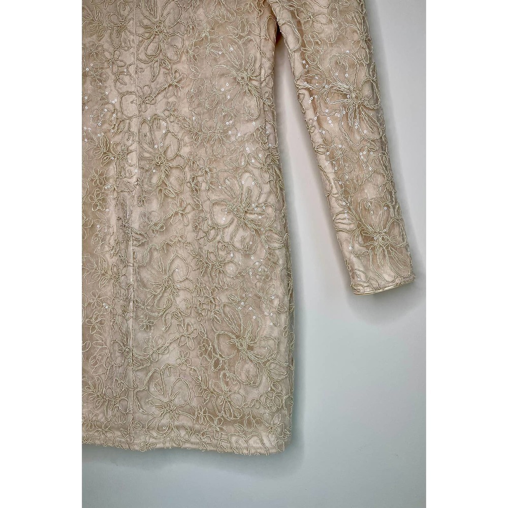 NWT TADASHI SHOJI Plunge Neck Long Sleeve Jacquard Floral Sequin Minidress 6 - Picture 15 of 16